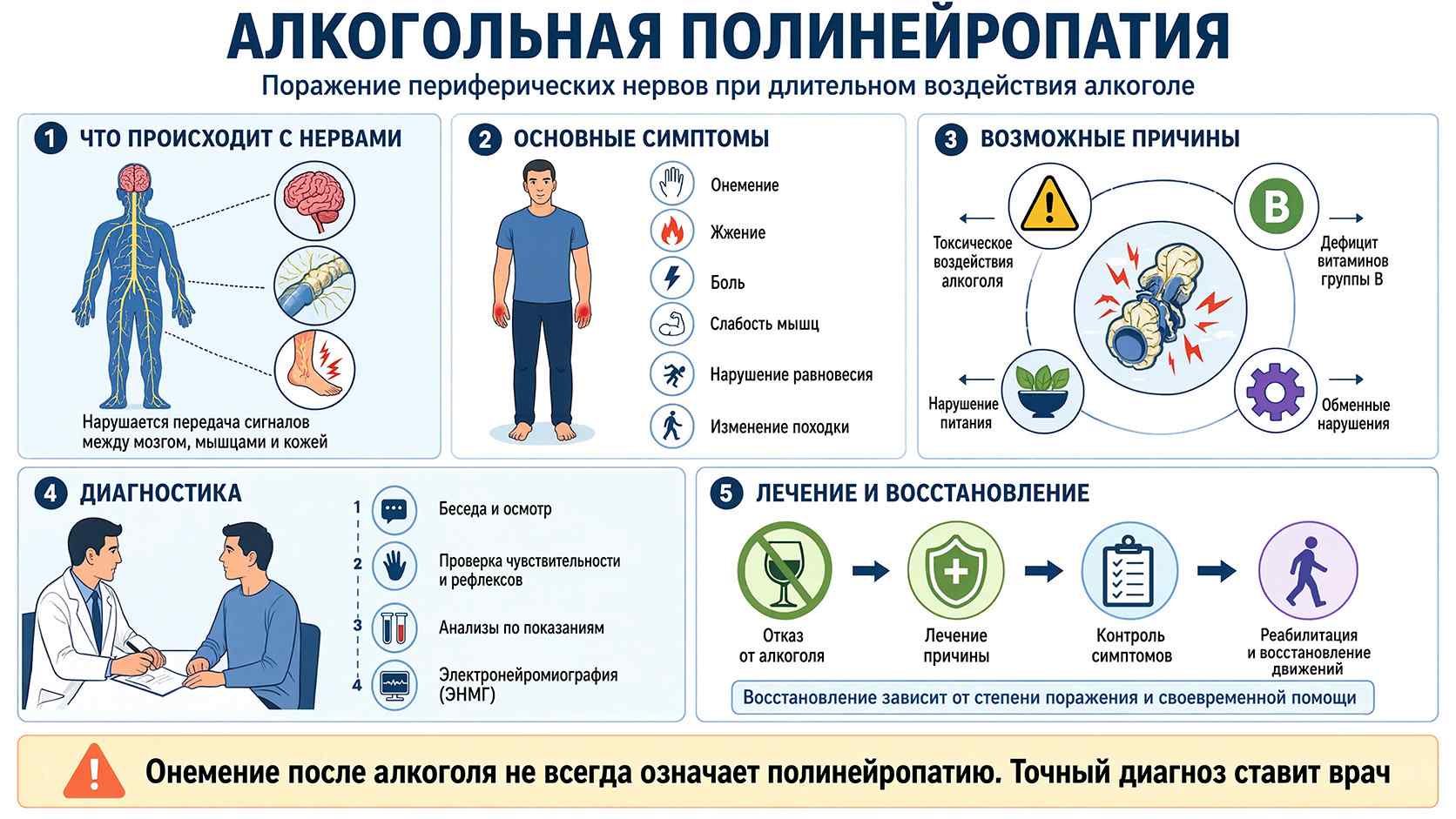 Инфографика: алкогольная полинейропатия.